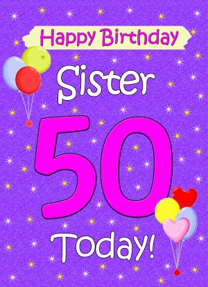 Sister 50th Birthday Card (Lilac)