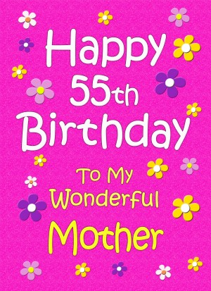 Mother 55th Birthday Card (Pink)