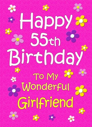 Girlfriend 55th Birthday Card (Pink)