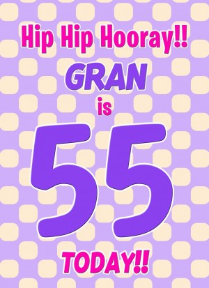 Gran 55th Birthday Card (Purple Spots)