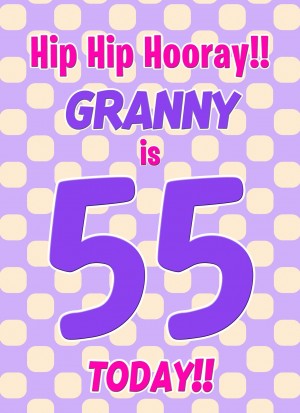 Granny 55th Birthday Card (Purple Spots)