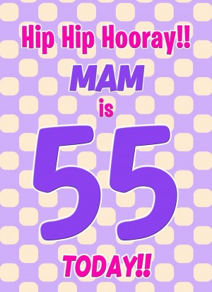 Mam 55th Birthday Card (Purple Spots)