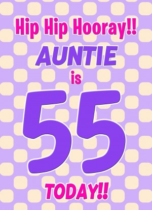 Auntie 55th Birthday Card (Purple Spots)