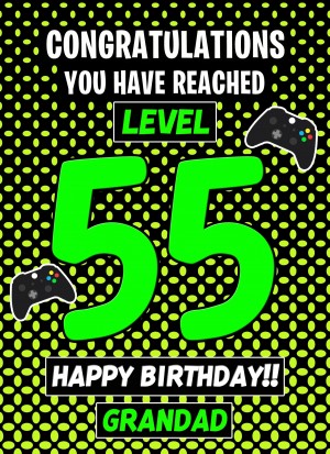 Grandad 55th Birthday Card (Level Up Gamer)