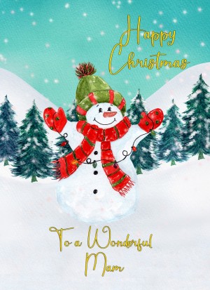 Christmas Card For Mam (Snowman)