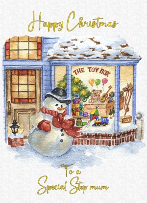 Christmas Card For Stepmum (White Snowman)