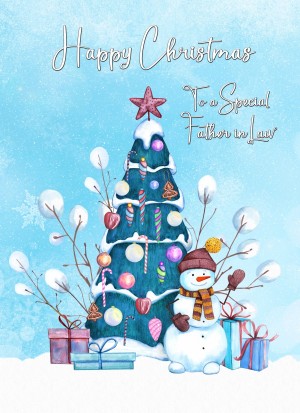 Christmas Card For Father in Law (Blue Christmas Tree)