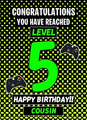 Cousin 5th Birthday Card (Level Up Gamer)