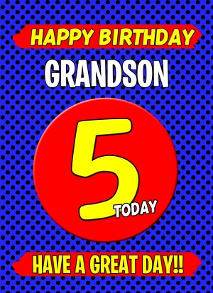 Grandson 5th Birthday Card (Blue)