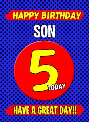 Son 5th Birthday Card (Blue)