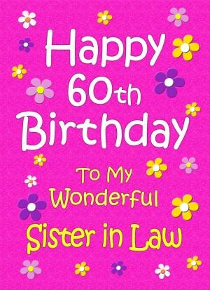Sister in Law 60th Birthday Card (Pink)
