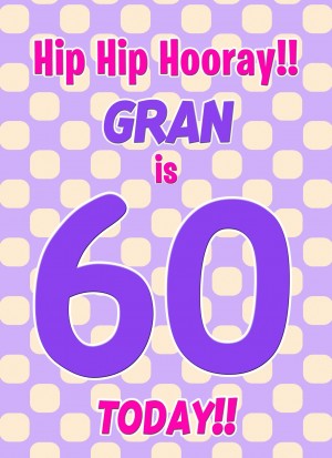 Gran 60th Birthday Card (Purple Spots)