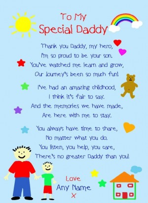 Personalised 'from The Kids' Poem Verse Greeting Card (Special Daddy, from Son)