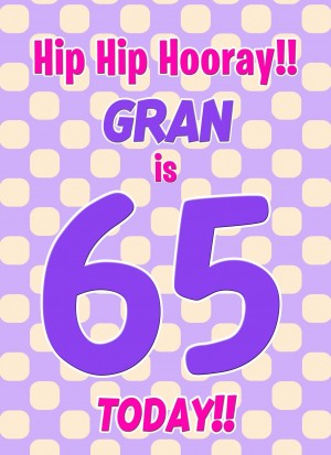 Gran 65th Birthday Card (Purple Spots)