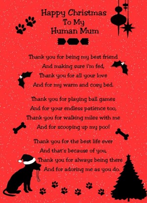 from The Dog Verse Poem Christmas Card (Red, Happy Christmas, Human Mum)