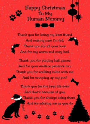 from The Dog Verse Poem Christmas Card (Red, Happy Christmas, Human Mummy)