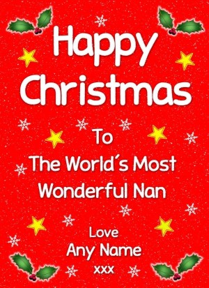 Personalised 'Nan' Christmas Greeting Card