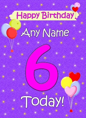 Personalised 6th Birthday Card (Lilac)