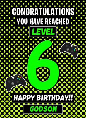 Godson 6th Birthday Card (Level Up Gamer)
