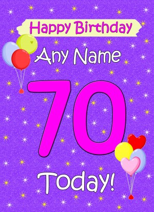 Personalised 70th Birthday Card (Lilac)