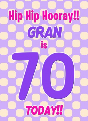 Gran 70th Birthday Card (Purple Spots)