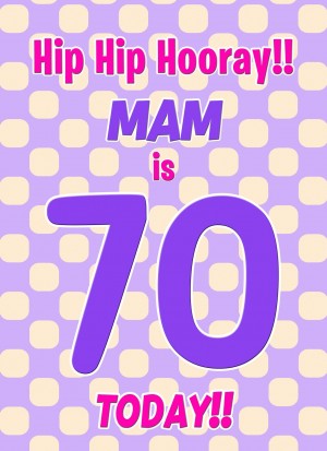 Mam 70th Birthday Card (Purple Spots)