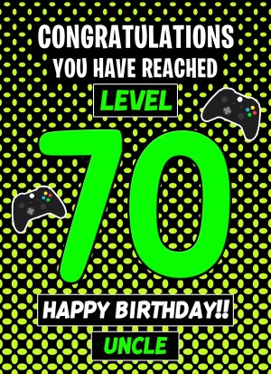 Uncle 70th Birthday Card (Level Up Gamer)