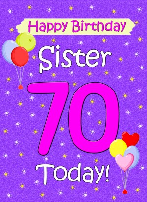 Sister 70th Birthday Card (Lilac)