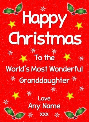 Personalised 'Granddaughter' Christmas Greeting Card