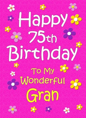 Gran 75th Birthday Card (Pink)