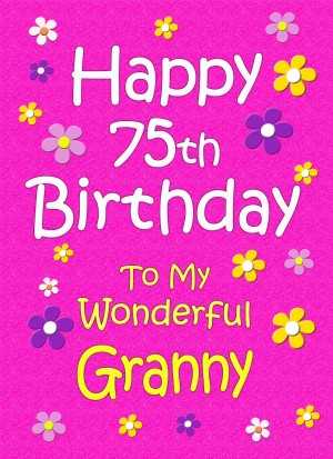 Granny 75th Birthday Card (Pink)