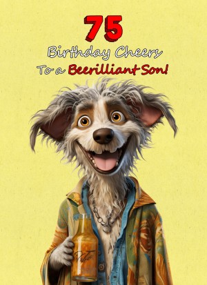 Son 75th Birthday Card (Funny Beerilliant Birthday Cheers, Design 2)