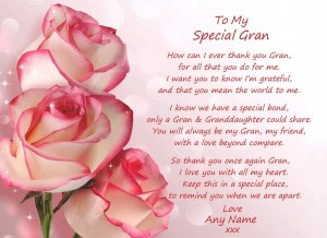 Personalised Poem Verse Greeting Card (Special Gran, from Granddaughter)