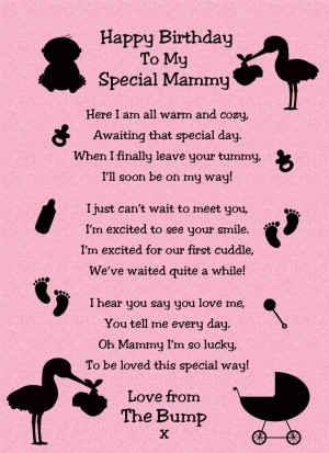 from The Bump Poem Verse 'to My Special Mammy' Baby Pink Birthday Card