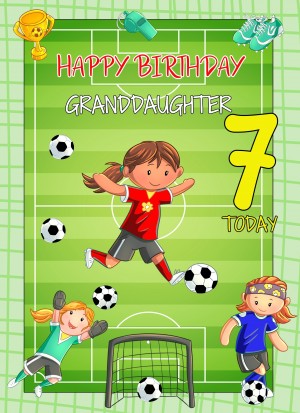 Kids 7th Birthday Football Card for Granddaughter