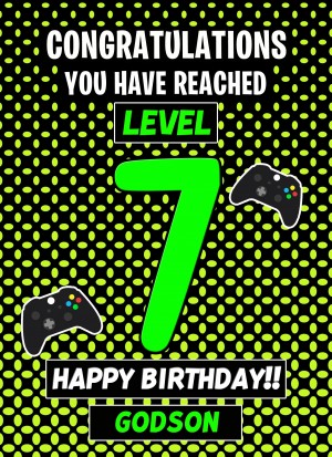 Godson 7th Birthday Card (Level Up Gamer)