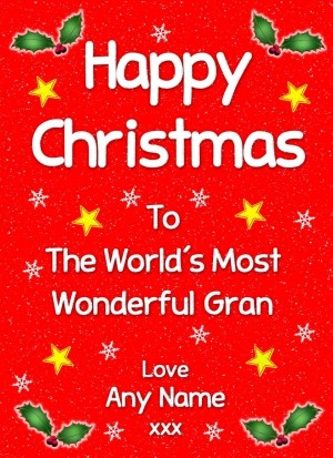 Personalised 'Gran' Christmas Greeting Card