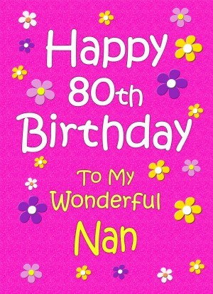 Nan 80th Birthday Card (Pink)