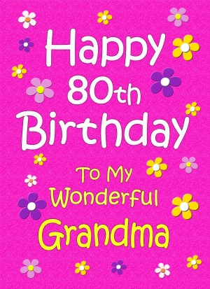 Grandma 80th Birthday Card (Pink)