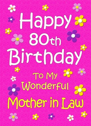 Mother in Law 80th Birthday Card (Pink)