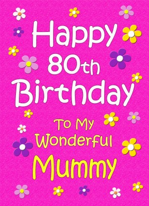 Mummy 80th Birthday Card (Pink)