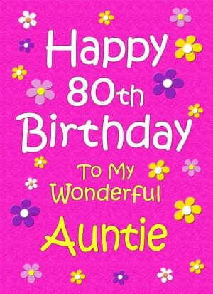 Auntie 80th Birthday Card (Pink)