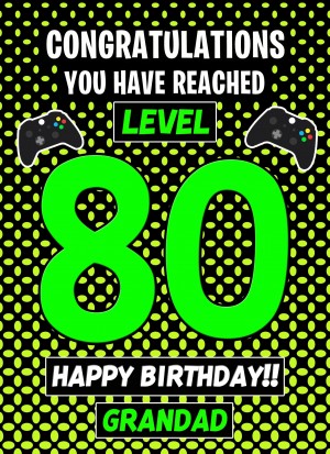 Grandad 80th Birthday Card (Level Up Gamer)