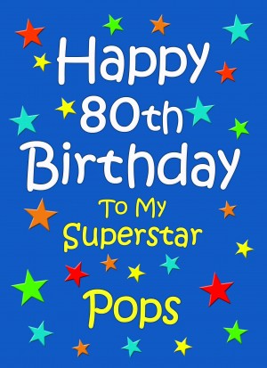 Pops 80th Birthday Card (Blue)