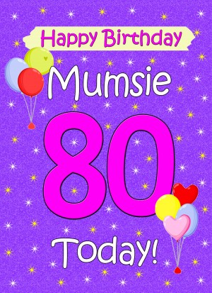 Mumsie 80th Birthday Card (Lilac)