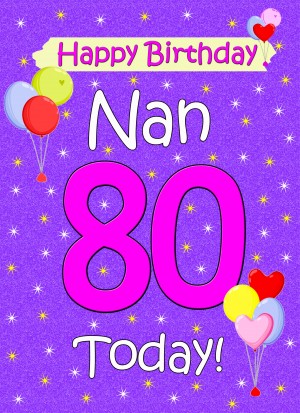 Nan 80th Birthday Card (Lilac)
