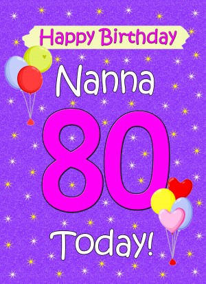 Nanna 80th Birthday Card (Lilac)