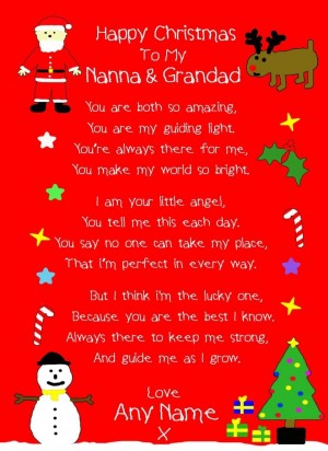 Personalised 'from The Grandkids' Christmas Verse Poem Greeting Card (Nanna & Grandad)