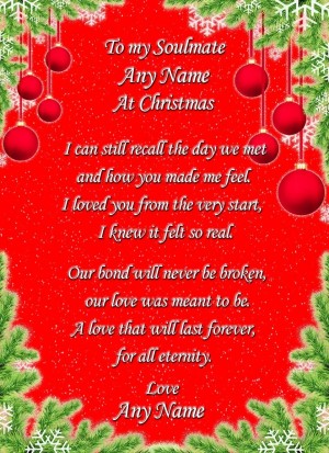 Personalised Christmas Romantic Verse Poem Greeting Card Card (Soulmate)