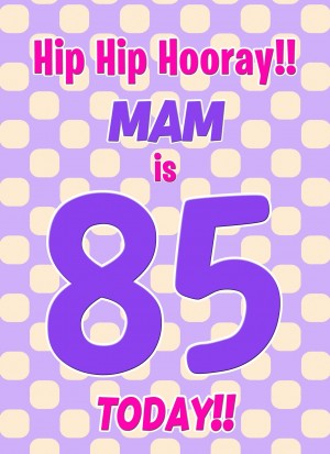 Mam 85th Birthday Card (Purple Spots)